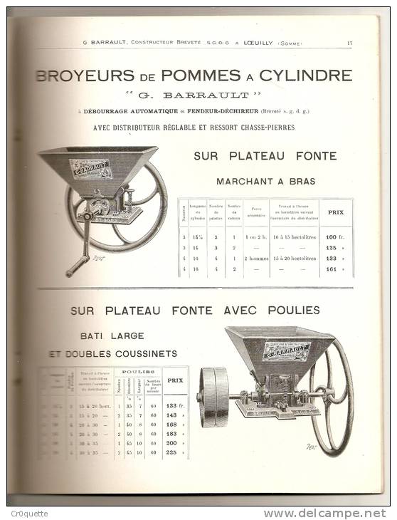 CATALOGUE D'INSTRUMENTS AGRICOLES  BARRAULT En 1914 1915 - Material Und Zubehör