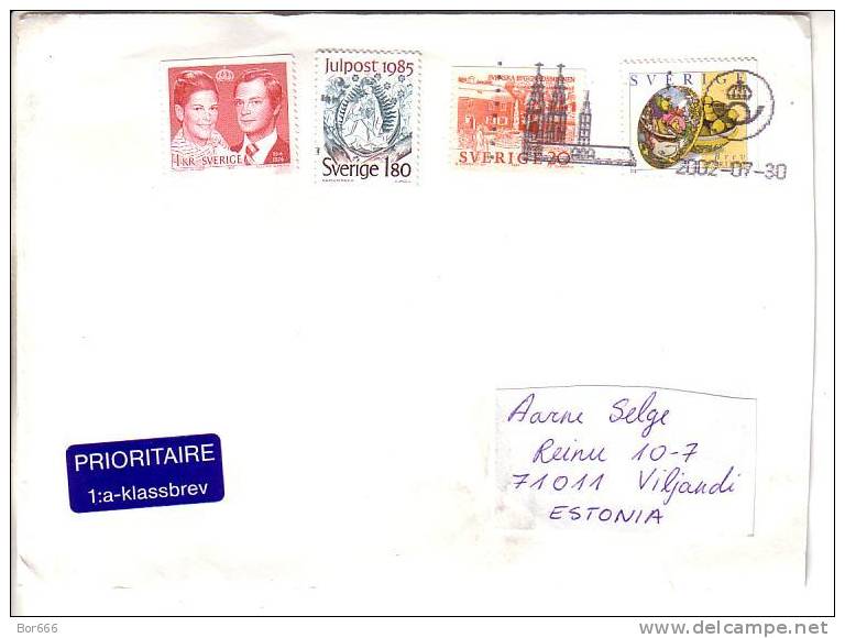 GOOD SWEDEN Postal Cover To ESTONIA 2002 - Good Stamped: Christmas ; King ; Easter - Covers & Documents