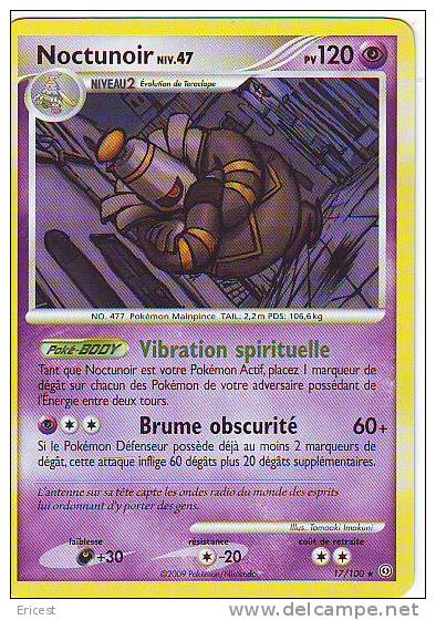 CARTE POKEMON NOCTUNOIR NIV 47 17/100 NEUVE - Autres & Non Classés