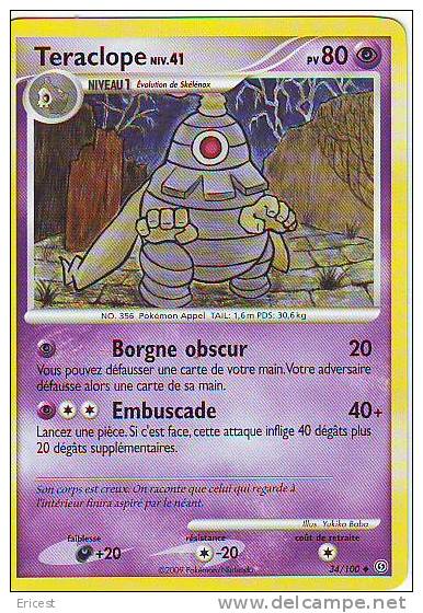 CARTE POKEMON TERACLOPE NIV 41 34/100 NEUVE - Autres & Non Classés