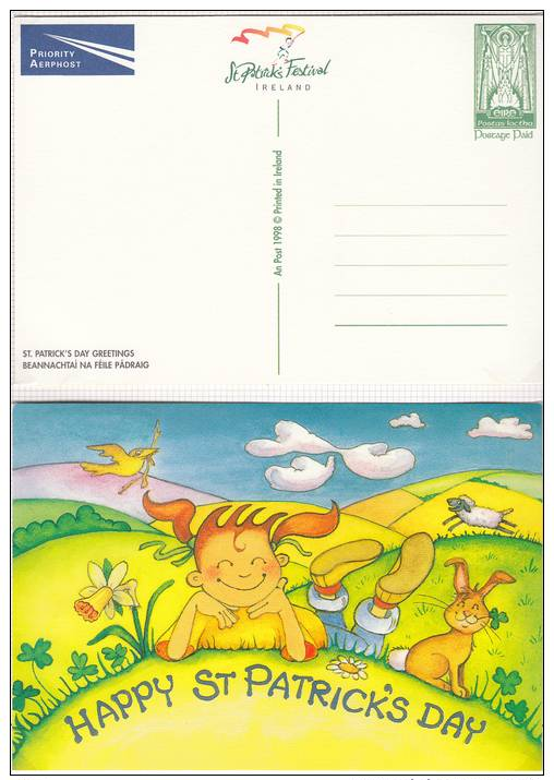 1998 Irlanda Ireland Eire St Patrick´s Day Greetings Postcard Mint - Postal Stationery