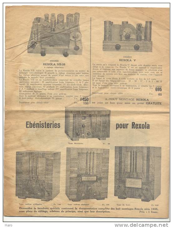 Livret Publicitaire Avec Liste Et Tarif Des Composants, Résistances, Potetiomètres,... "Rexola"  1935 - Pubblicitari