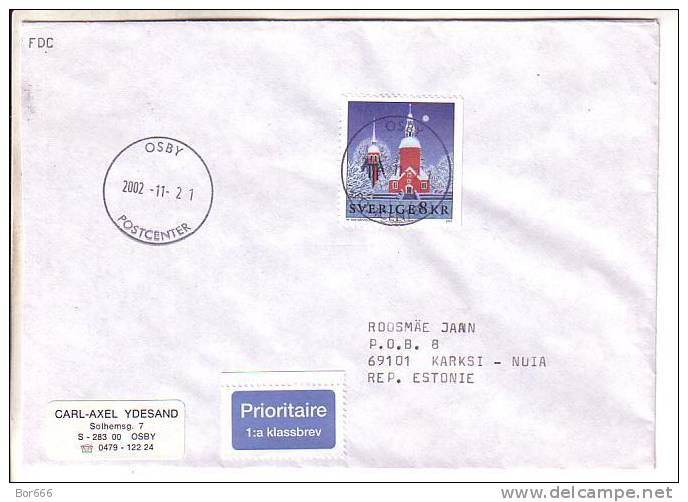 GOOD SWEDEN Postal Cover To ESTONIA 2002 - Good Stamped: Church - Briefe U. Dokumente