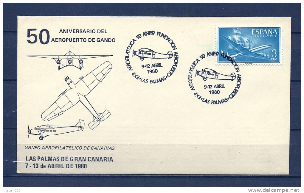 SPANJE, 09/04/1980 50 Aniversario Del Aeropuerto De Gando - PALMAS  (GA8630) - Aerei