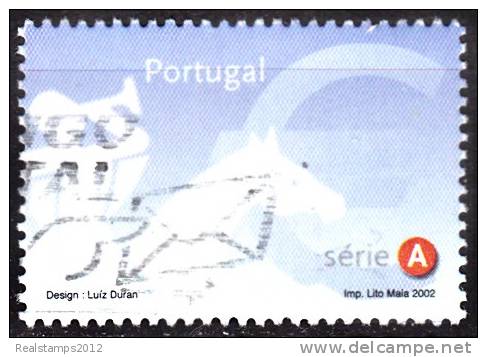 PORTUGAL - 2002,  Selo Sem Taxa - Símbolo Do Euro. Emissão Base. Série A, Azul E Vermelho 2002. (o)   MUNDIFIL  Nº 2842 - Oblitérés