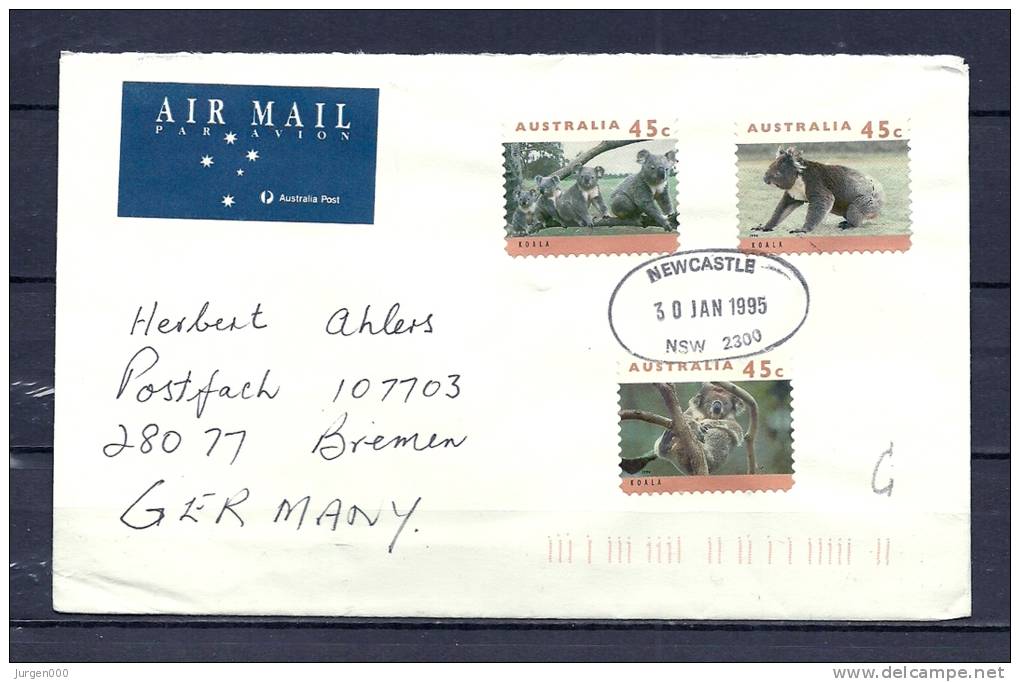 AUSTRALIE, 30/01/1995 Air Mail - NEWCASTLE  (GA8908) - Cygnes