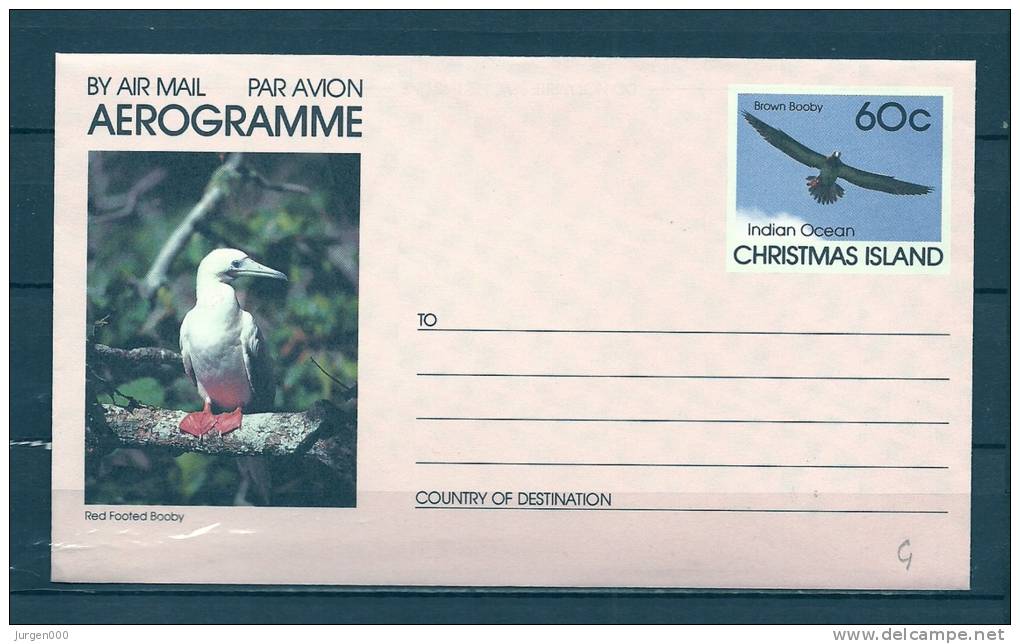 Christmas Island, By Air Mail Par Avion Aerogramme  (GA8965) - Marine Web-footed Birds