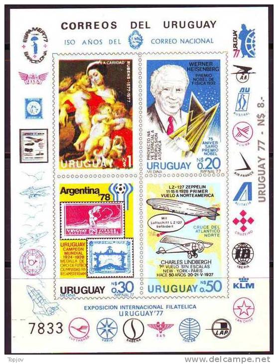 URUGUAY  - WM URUGUAY - OLYMPIC FOOTBALL - NOBEL PRIZE, LINDBERGH, RUBENS, CHRISTMAS - 1977 - 1930 – Uruguay