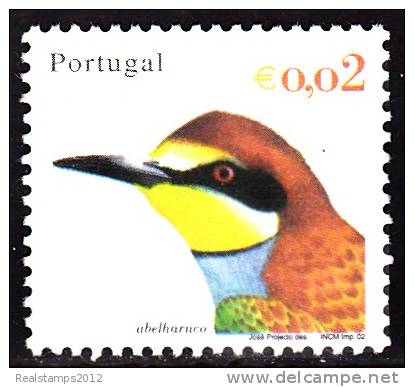 PORTUGAL - 2002,  Aves De Portugal. Emissão Base ( 3.º Grupo )   € 0,02  (*) MNG  MUNDIFIL  Nº 2844 - Nuevos