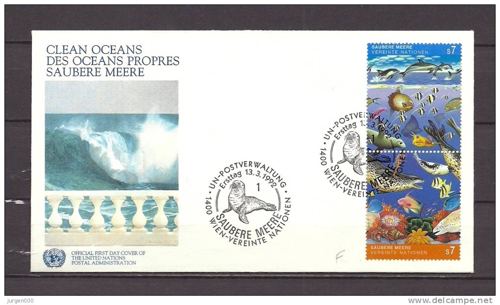 VEREINTE NATIONEN,  13/03/1992 Clean Oceans Des Oceans Propres - WIEN  (GA9005) - Dauphins