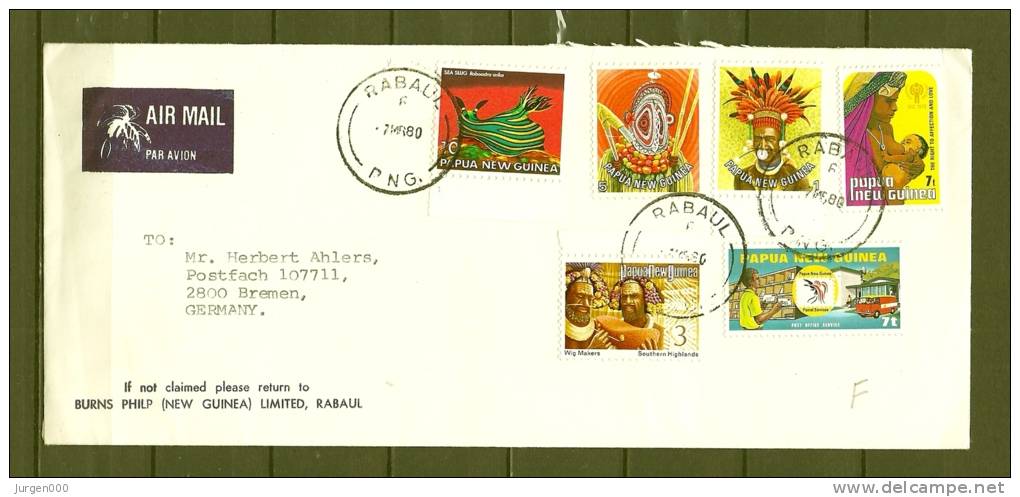 GUINEA,07/03/1980 Air Mail - RABAUL (GA9020) - Game