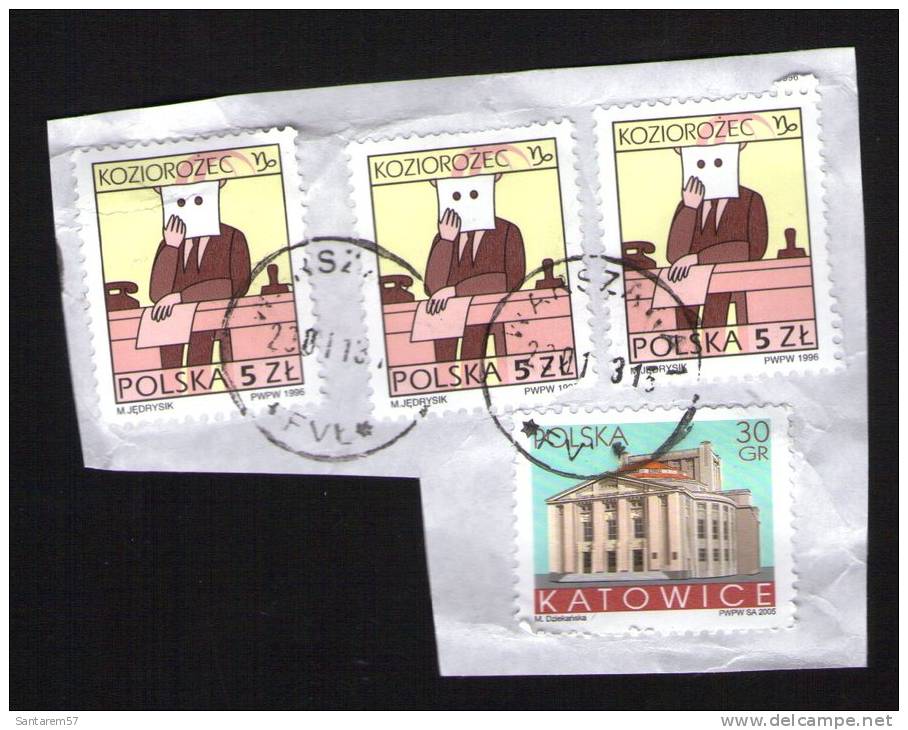 Lot Oblitérations Rondes Pologne 3 Koziorozec 1996 E 1 Katowice 2005 Sur Fragment - Otros & Sin Clasificación