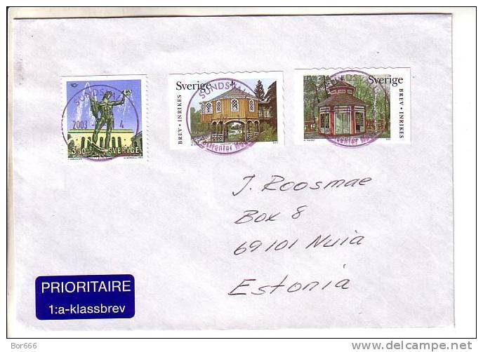 GOOD SWEDEN Postal Cover To ESTONIA 2003 - Good Stamped: Monument ; Architecture - Cartas & Documentos