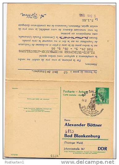 GRADIERWERK BAD SALZUNGEN 1966 Auf DDR P70II Antwort-Postkarte ZUDRUCK BÖTTNER #2 - Bäderwesen