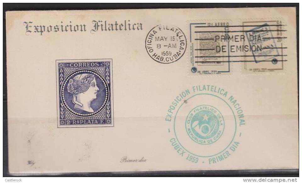 O)1959CUBANATIONAL PHILATELIC EXHIBITION-CUBEX, FDC.- - FDC