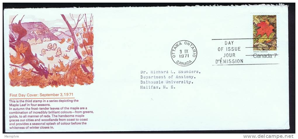 Maple Leaf InAutomn  Sc 537 Schering  FDC - 1971-1980