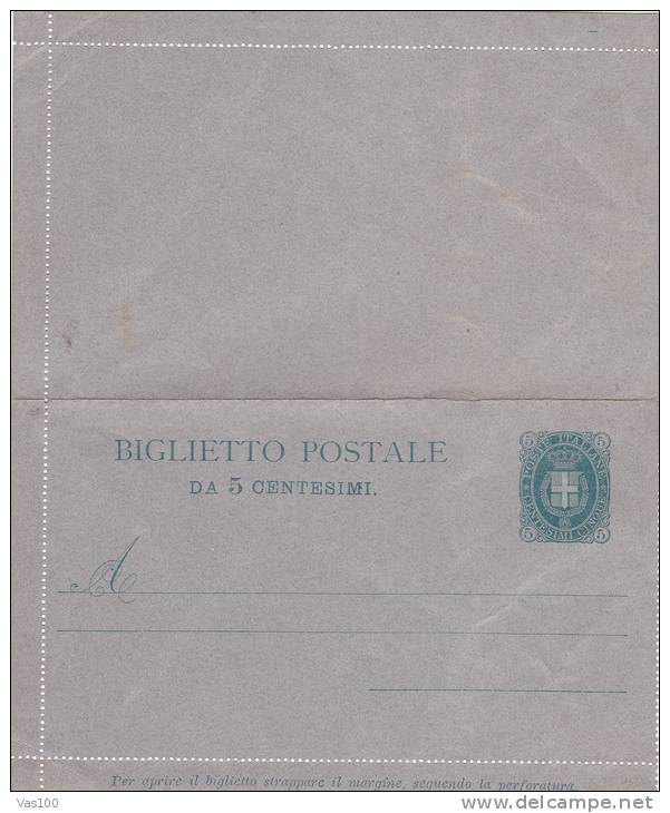BIGLIETTO POSTALE,PC STATIONERY UNUSED ITALIA. - Stamped Stationery