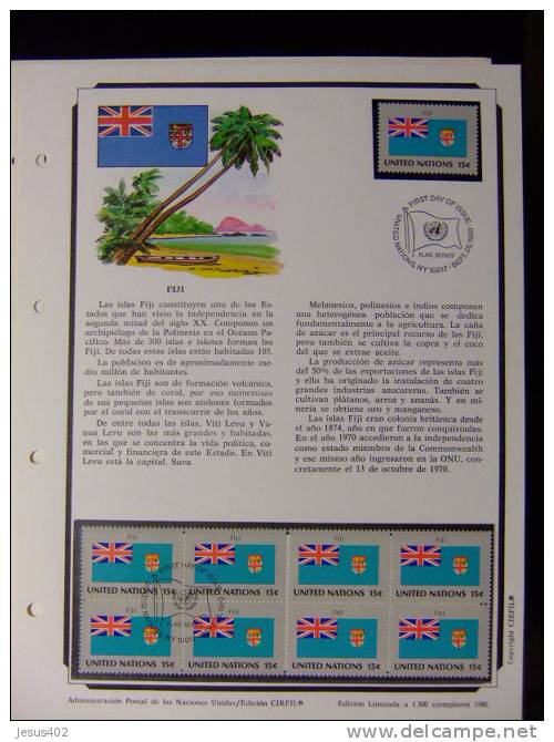 NACIONES UNIDAS BANDERAS DE ESTADOS MIEMBROS 1980 GRUPO I  Yvert  Nº 316 / 331 ** MNH + FU  VER 16 Scan - Ongebruikt