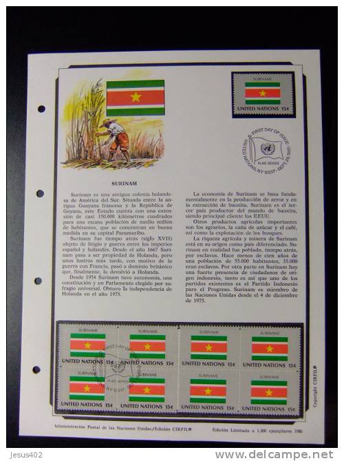 NACIONES UNIDAS BANDERAS DE ESTADOS MIEMBROS 1980 GRUPO I  Yvert  nº 316 / 331 ** MNH + FU  VER 16 scan