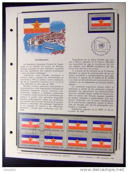 NACIONES UNIDAS BANDERAS DE ESTADOS MIEMBROS 1980 GRUPO I  Yvert  nº 316 / 331 ** MNH + FU  VER 16 scan