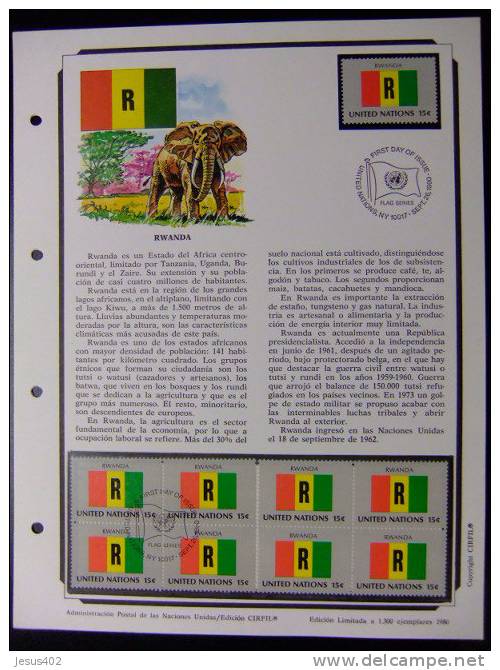 NACIONES UNIDAS BANDERAS DE ESTADOS MIEMBROS 1980 GRUPO I  Yvert  nº 316 / 331 ** MNH + FU  VER 16 scan