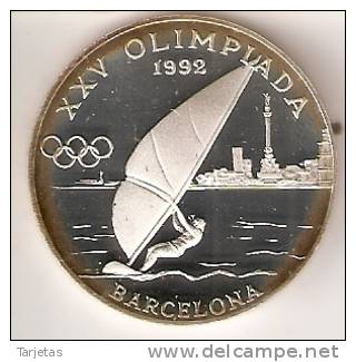 MONEDA DE PLATA DE ANDORRA DE 20 DINERS AÑO 1989 DE LAS OLIMPIADAS DE BARCELONA 1992 (VELA) SILVER-ARGENT - Andorra