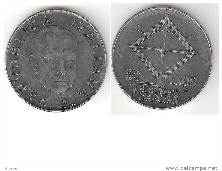 Italia 100 Lire 1974    Km 112  Unc - 100 Lire