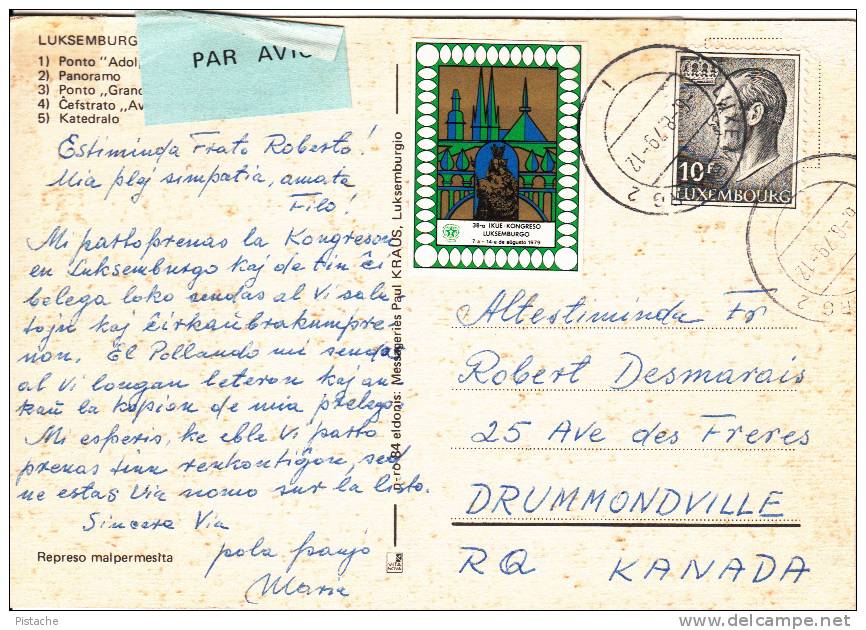 Saluton Luksemburgo Luxembourg - Souvenir Greetings - Multivues - Circulée 1979 - Timbres - 2 Scans - Other & Unclassified