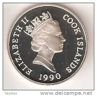 MONEDA DE PLATA DE COOK ISLANDS DE 10 DOLARES AÑO 1990 DE LAS OLIMPIADAS DE BARCELONA 1992 (SILVER-ARGENT )SALTO  ALTURA - Cook