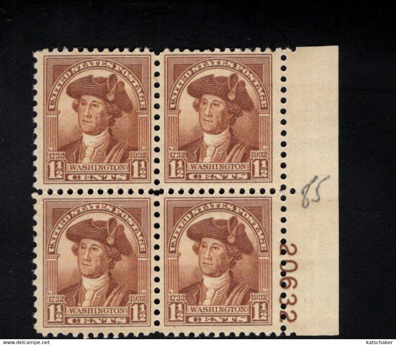 206522017 1932 (XX)  POSTFRIS MINT NEVER HINGED  SCOTT 706 PCN  BLOCK - Unused Stamps