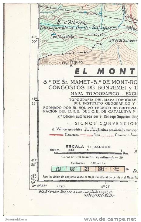 ES.- Kaart - El Montsec. Bonremei - Els Terradets - St Mamet - Serra De Montroig - La Guardia - Àger - Meià - Artesa. - Topographische Karten