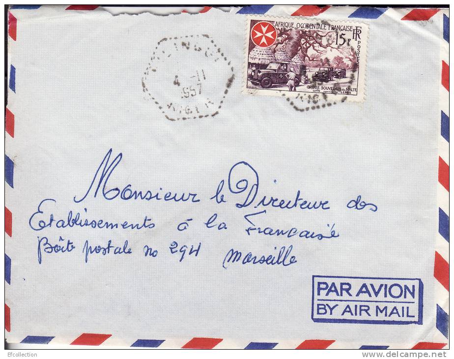 Niger 1957 Afrique Colonie Française Devant De Lettre Avion > Marseille Tad Exagonal Pointillé Marcophilie - Storia Postale