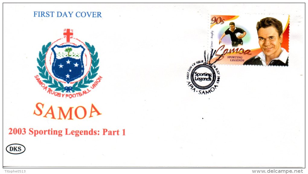 SAMOA. N°964 De 2003 Sur Enveloppe 1er Jour (FDC). Rugby/Michael Jones. TRES RARE!! - Rugby
