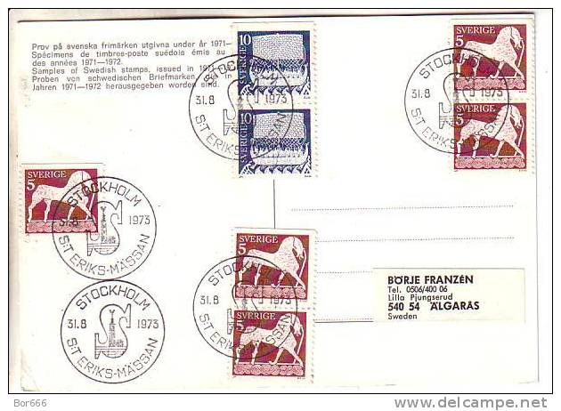 GOOD SWEDEN Postcard With Special Cancel 1973 - St Eriks-mässan - Entiers Postaux