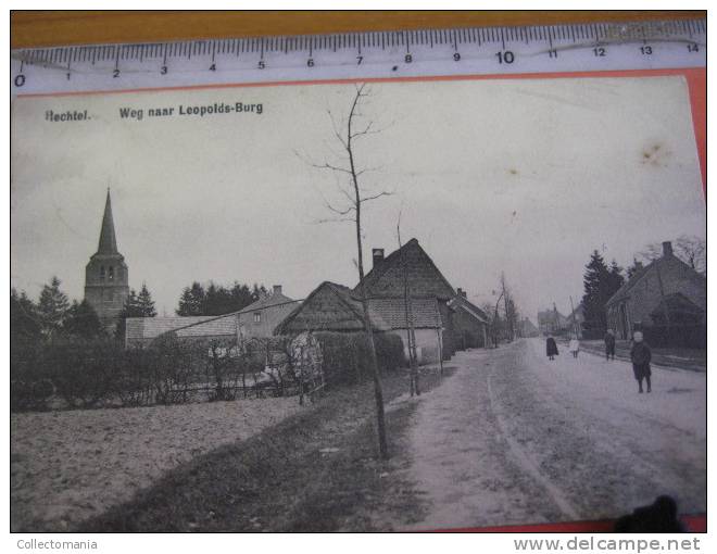 4 postkaarten Hechtel Weg naar Leopoldsburg,´s Hertogenboschlaan,Villa Primavera,Distillerie Leukenheide