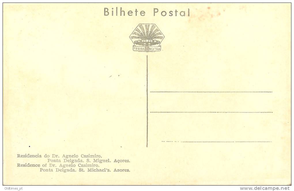 PORTUGAL - AÇORES - SÃO MIGUEL - PONTA DELGADA - RESIDENCIA DO DR. AGNELO CASIMIRO - 50S REAL PHOTO PC. - Açores