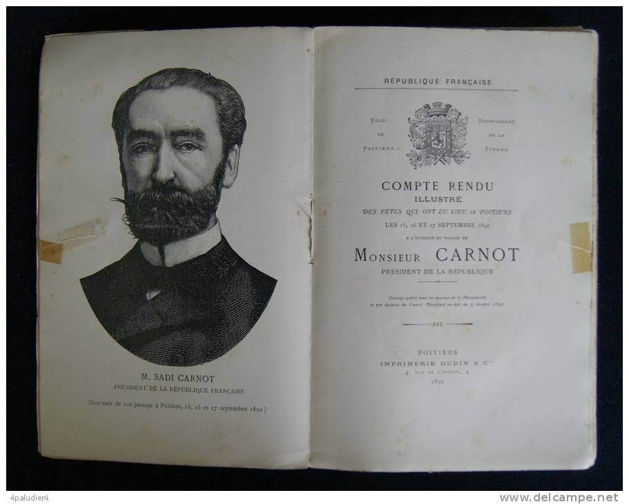 VOYAGE A POITIERS DU PRESIDENT CARNOT Septembre 1892 86 ( Vienne) Poitou - Poitou-Charentes