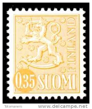 FINLAND 1974, M-63 Definitive PHOSPHOR Lion 0,35 Yellow Type II EGpQ** - Neufs