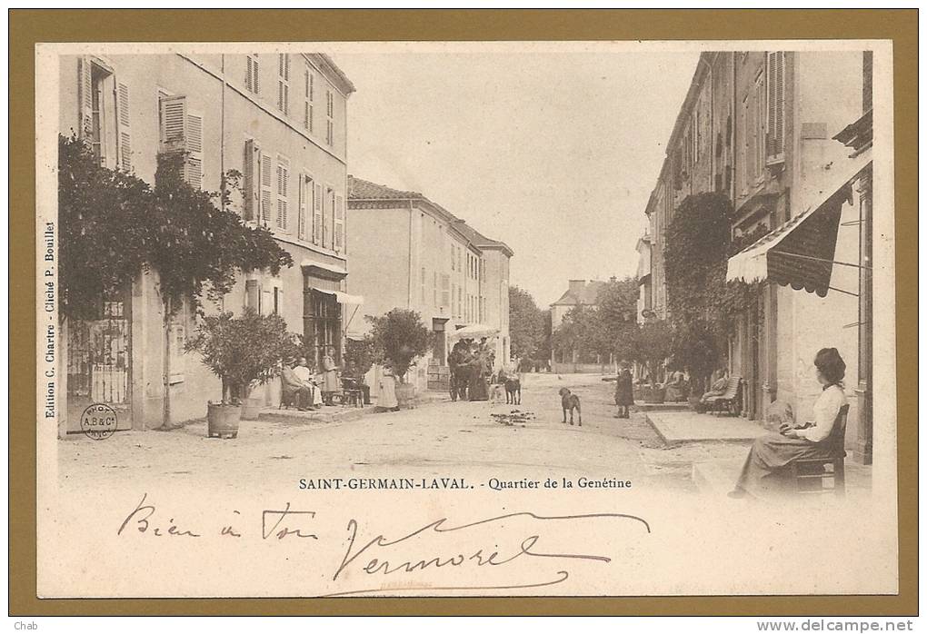 TRES BELLE C.P.A PRECURSEUR  - SAINT GERMAIN LAVAL . - Quartier De La Genétine -voyagée Le 27.09.1904 - BIEN ANIMEE - Saint Germain Laval