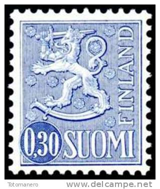 FINLAND, M-63 Lions Definitives 0,30 Blue Type I  TeP** - Nuevos