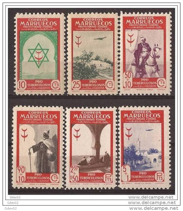 MA291-L4094TTOT.Maroc. Marocco. PRO   TUBERCULOSOS .MARRUECOS     ESPAÑOL 1948 (Ed 291/6**) Sin Charnela .MUY BONITOS - Otros (Tierra)