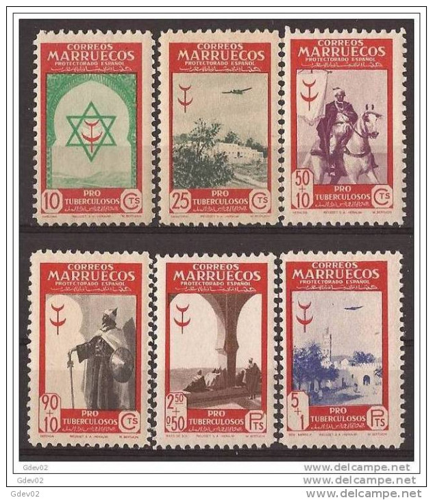 MA291-L4094.Maroc. Marocco. PRO   TUBERCULOSOS .MARRUECOS     ESPAÑOL 1948 (Ed 291/6**) Sin Charnela .MUY BONITOS - Spanish Morocco