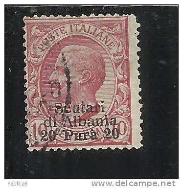 ITALY ITALIA LEVANTE SCUTARI D´ALBANIA 1909 - 1911 20 PA SU 10 C USED - Bureaux D'Europe & D'Asie