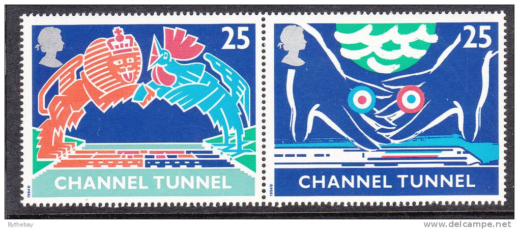 Great Britain Scott #1559a MNH Se-tenant Pair 25p Opening Of Channel Tunnel - Neufs