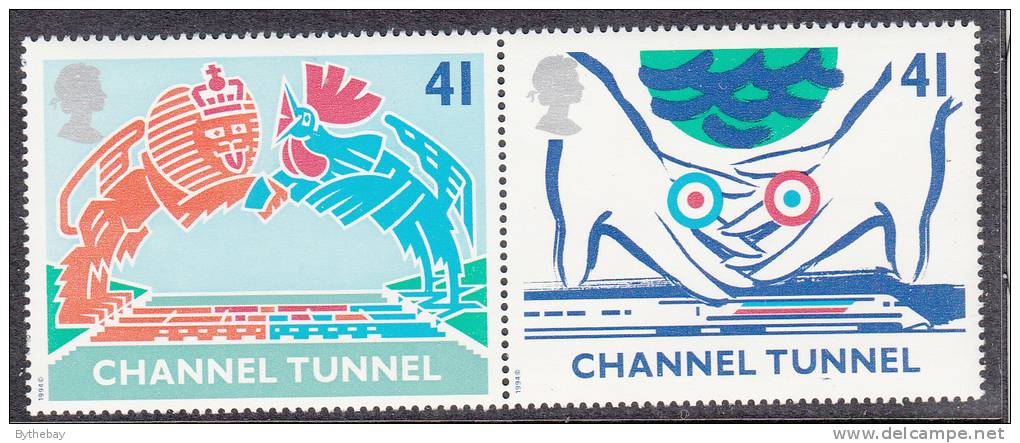 Great Britain Scott #1561a MNH Se-tenant Pair 41p Opening Of Channel Tunnel - Neufs