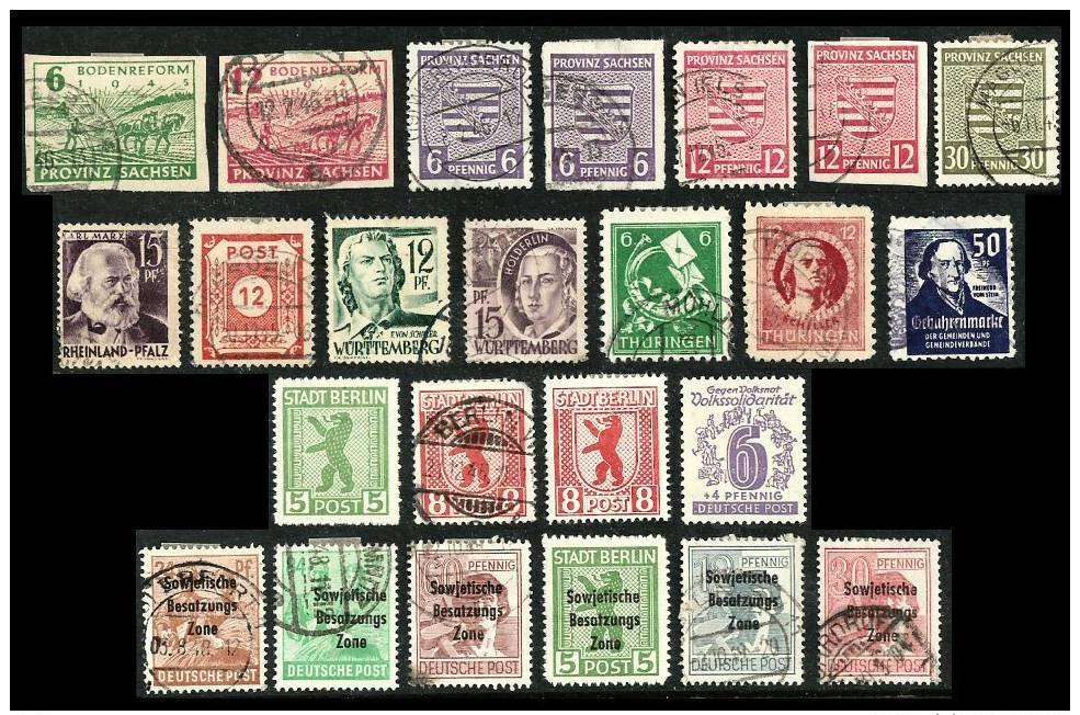 24 Stamps, Several Mint, F-VF Germany / Allied Occupation / Various - Other & Unclassified