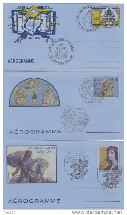 AEROGRAMME LOT  6X DIFF. OBLITERATION VATICAN. - Entiers Postaux