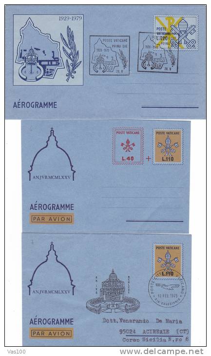 AEROGRAMME LOT  6X DIFF. OBLITERATION VATICAN. - Entiers Postaux