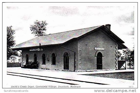 Michigan Dearborn Smiths Creek Railroad Depot Greenfield Village Curteich - Dearborn