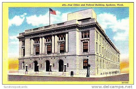 Washington Spokane Post Office &amp; Federal Building Curteich - Spokane